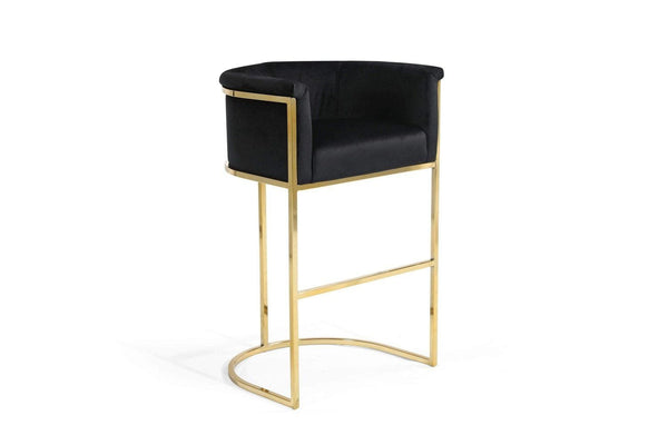 Iconic Home Finley Velvet Bar Stool Chair Gold Base