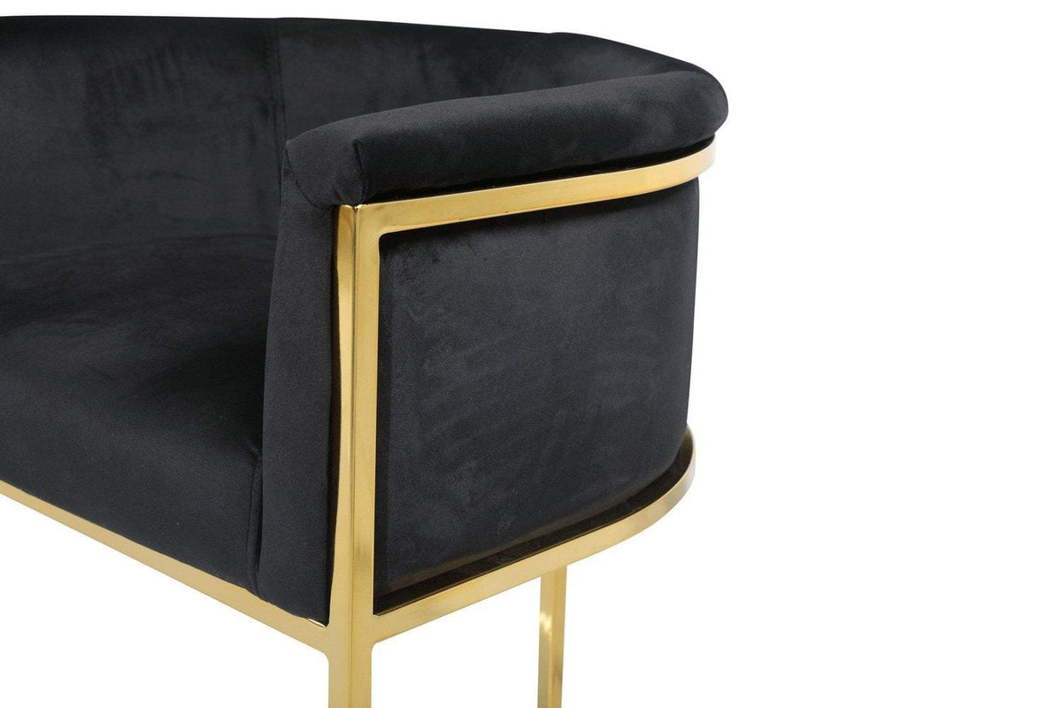 Iconic Home Finley Velvet Bar Stool Chair Gold Base