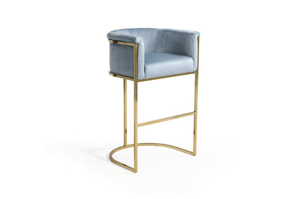 Iconic Home Finley Velvet Bar Stool Chair Gold Base