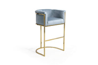 Iconic Home Finley Velvet Bar Stool Chair Gold Base
