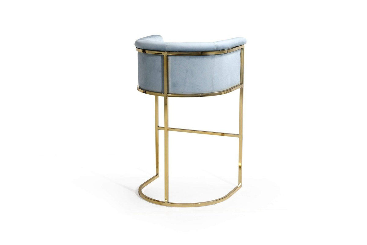Iconic Home Finley Velvet Bar Stool Chair Gold Base