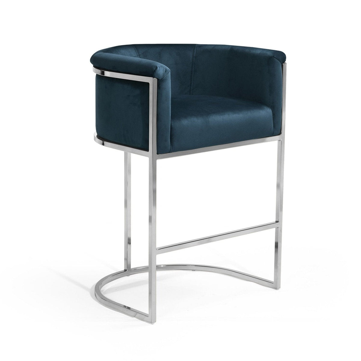Iconic Home Finley Velvet Counter Stool Chair Chrome Base