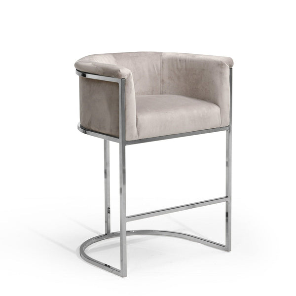 Iconic Home Finley Velvet Counter Stool Chair Chrome Base