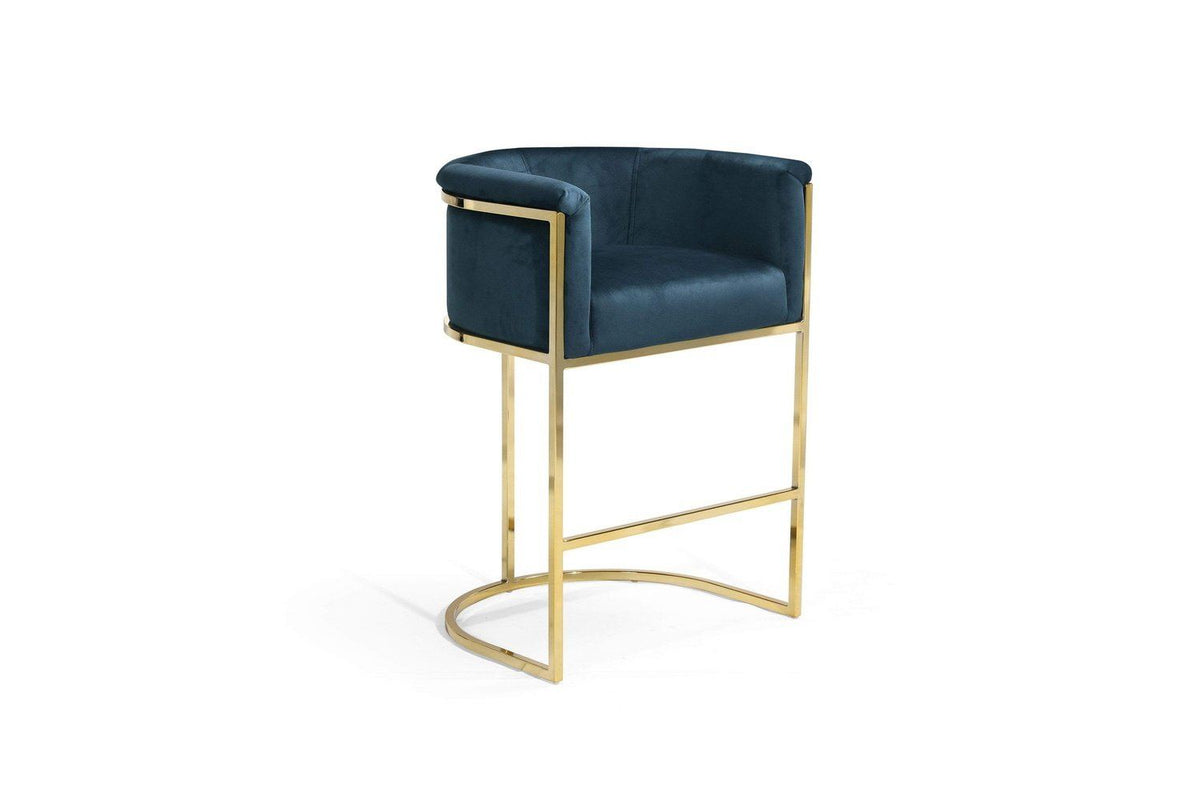 Iconic Home Finley Velvet Counter Stool Chair Gold Base