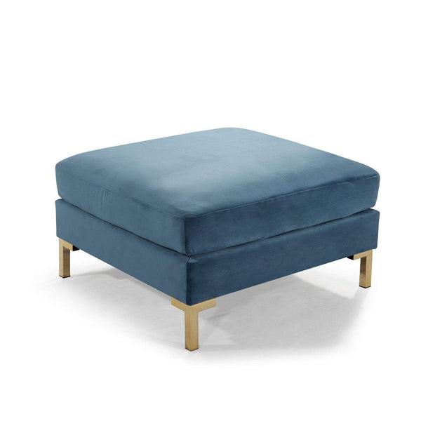 Iconic Home Girardi Velvet Square Ottoman Blue