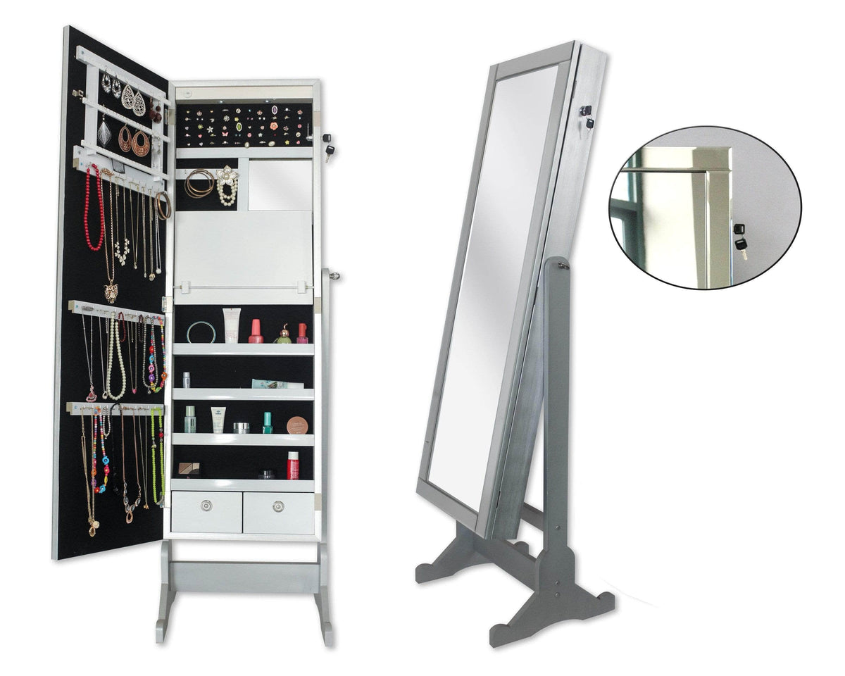 Iconic Home Glam Storage Armoire Cheval Mirror