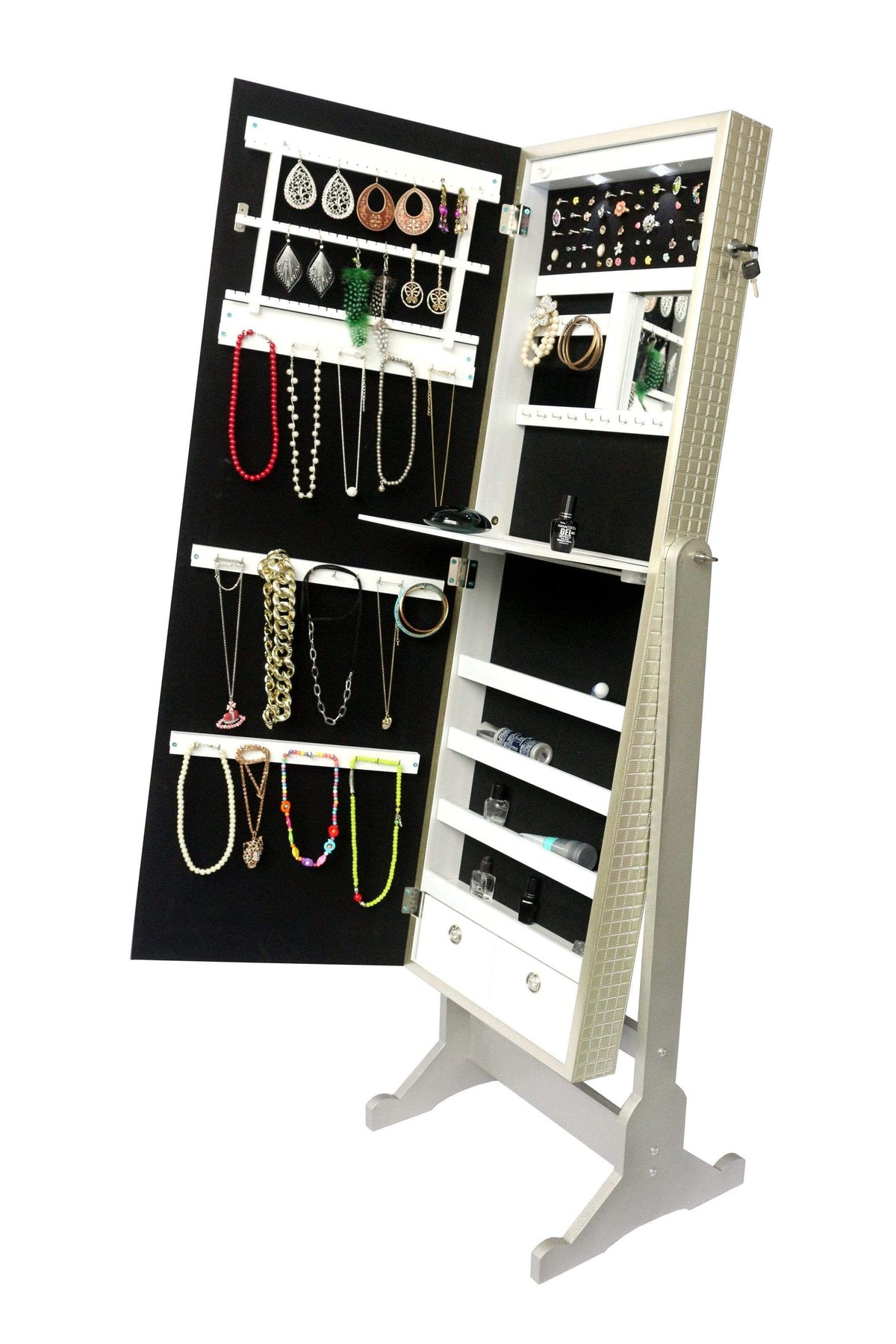Iconic Home Glam Storage Armoire Cheval Mirror