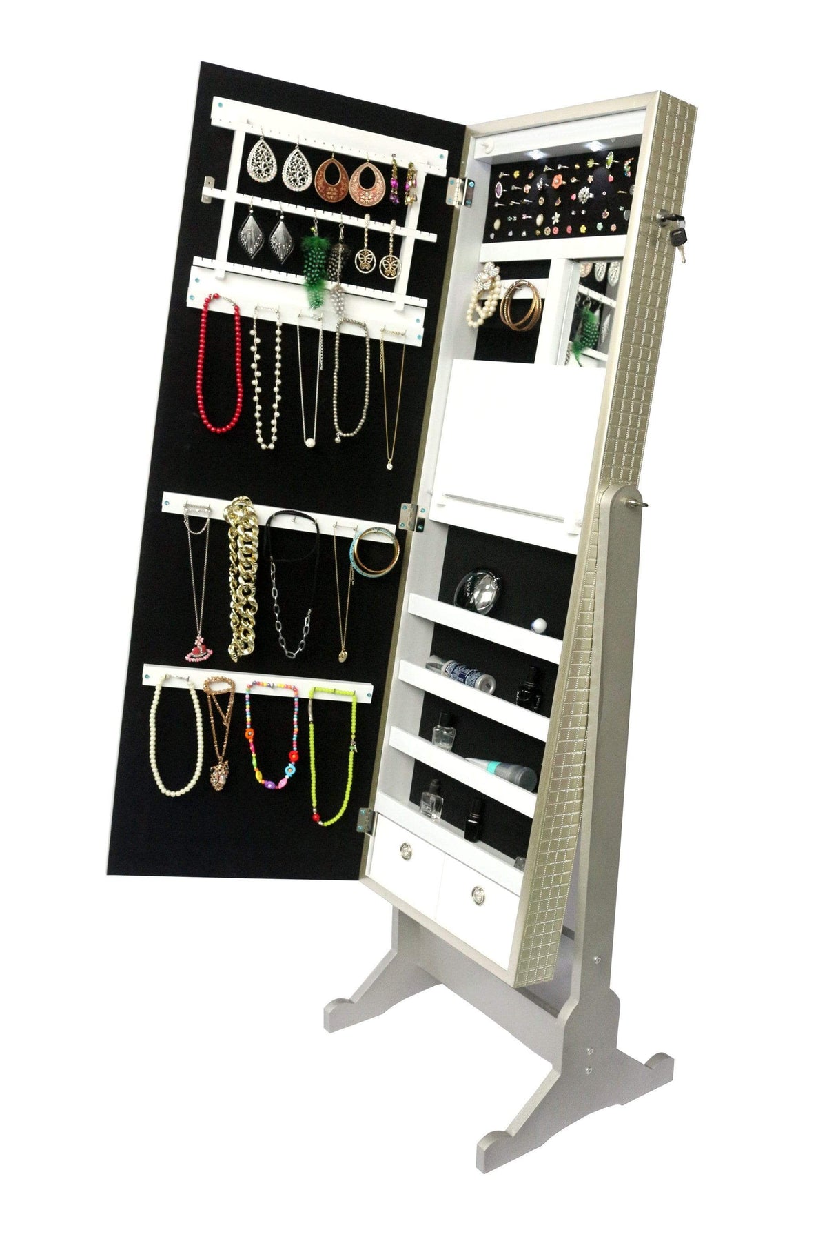 Iconic Home Glam Storage Armoire Cheval Mirror