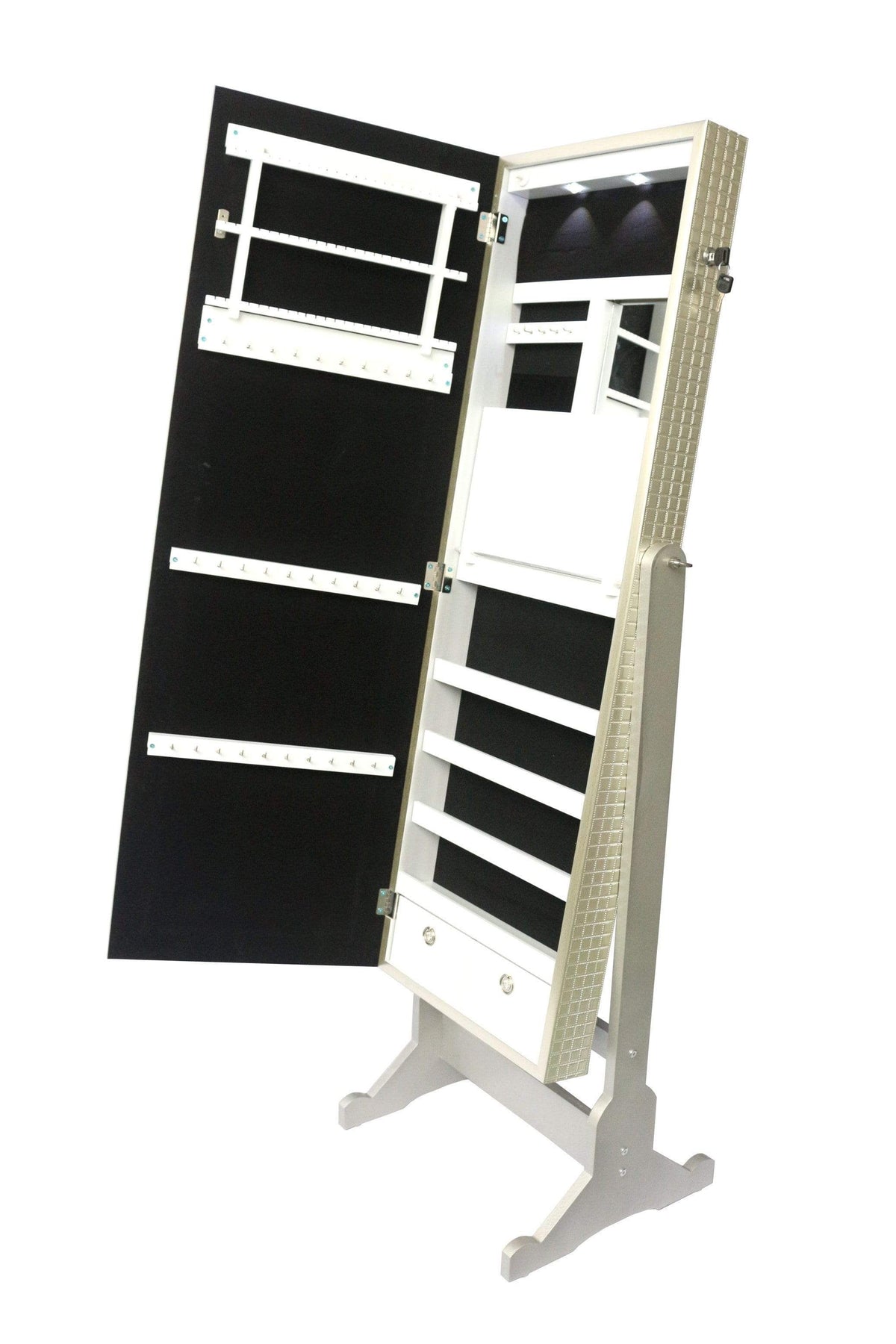 Iconic Home Glam Storage Armoire Cheval Mirror