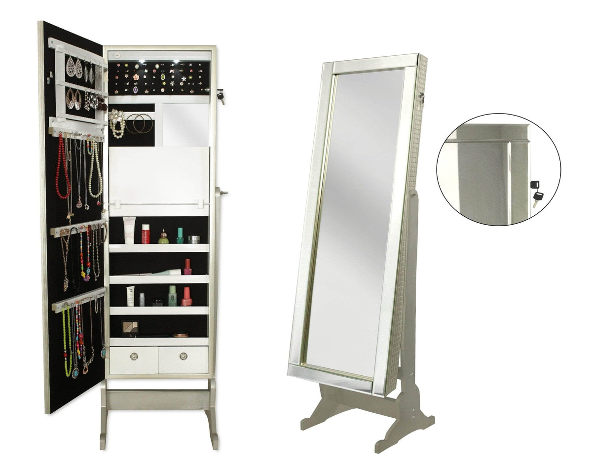 Iconic Home Glam Storage Armoire Cheval Mirror