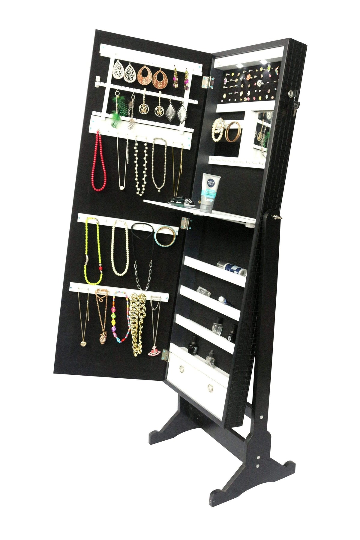 Iconic Home Glam Storage Armoire Cheval Mirror