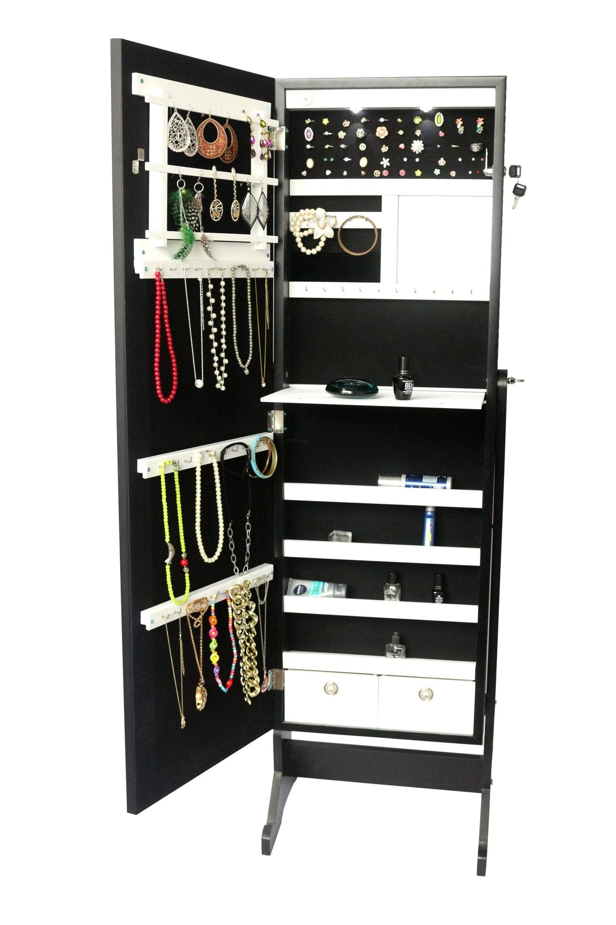 Iconic Home Glam Storage Armoire Cheval Mirror