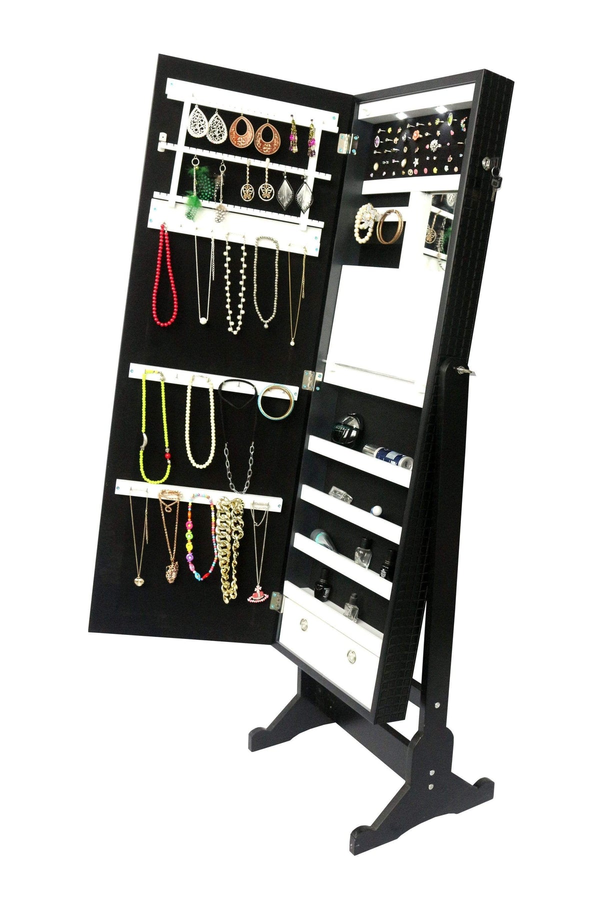 Iconic Home Glam Storage Armoire Cheval Mirror