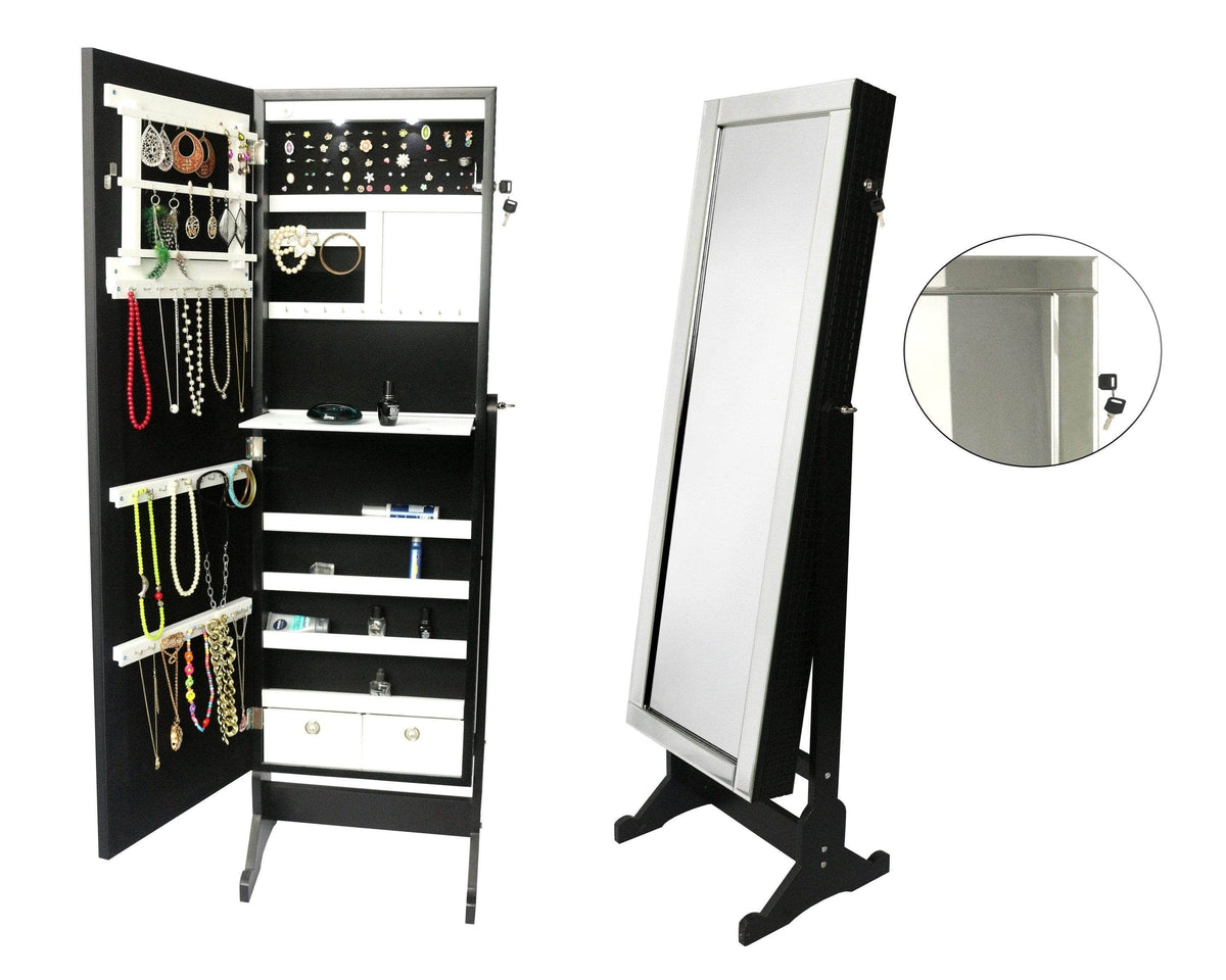 Iconic Home Glam Storage Armoire Cheval Mirror