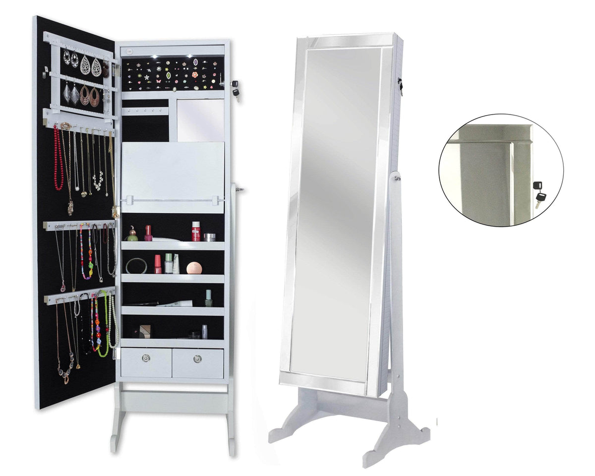 Iconic Home Glam Storage Armoire Cheval Mirror