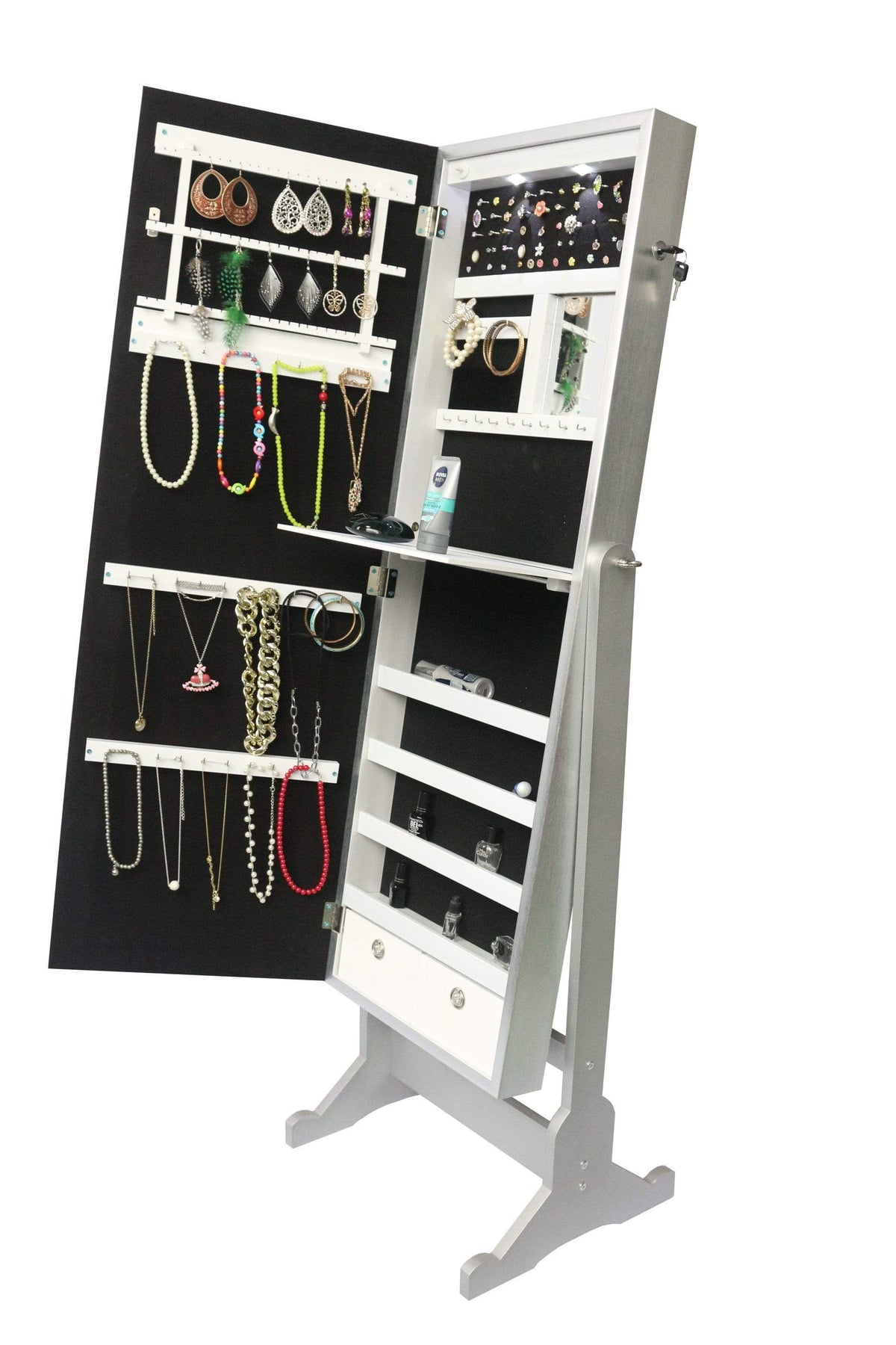 Iconic Home Glitzy Storage Armoire Cheval Mirror