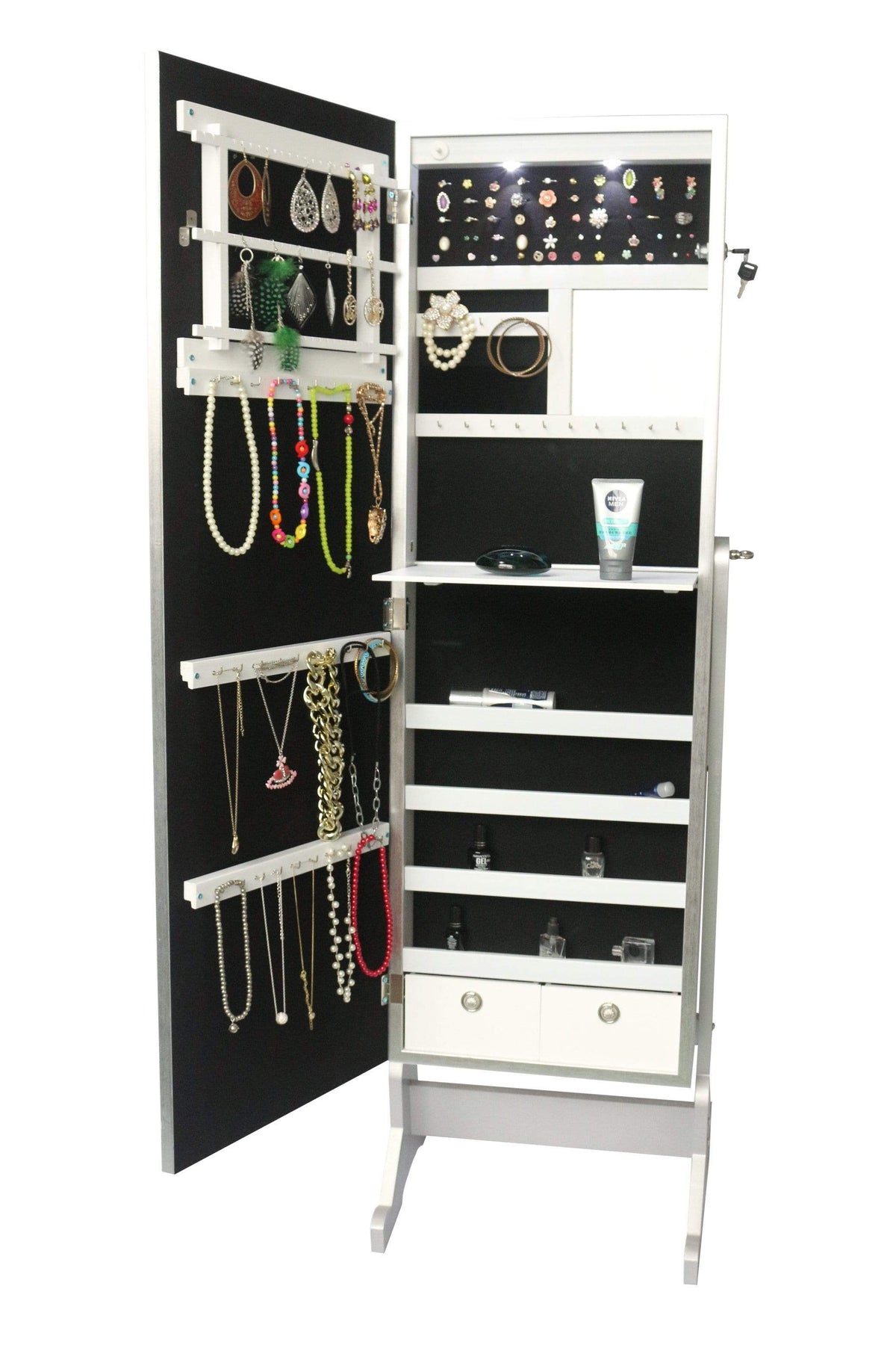 Iconic Home Glitzy Storage Armoire Cheval Mirror