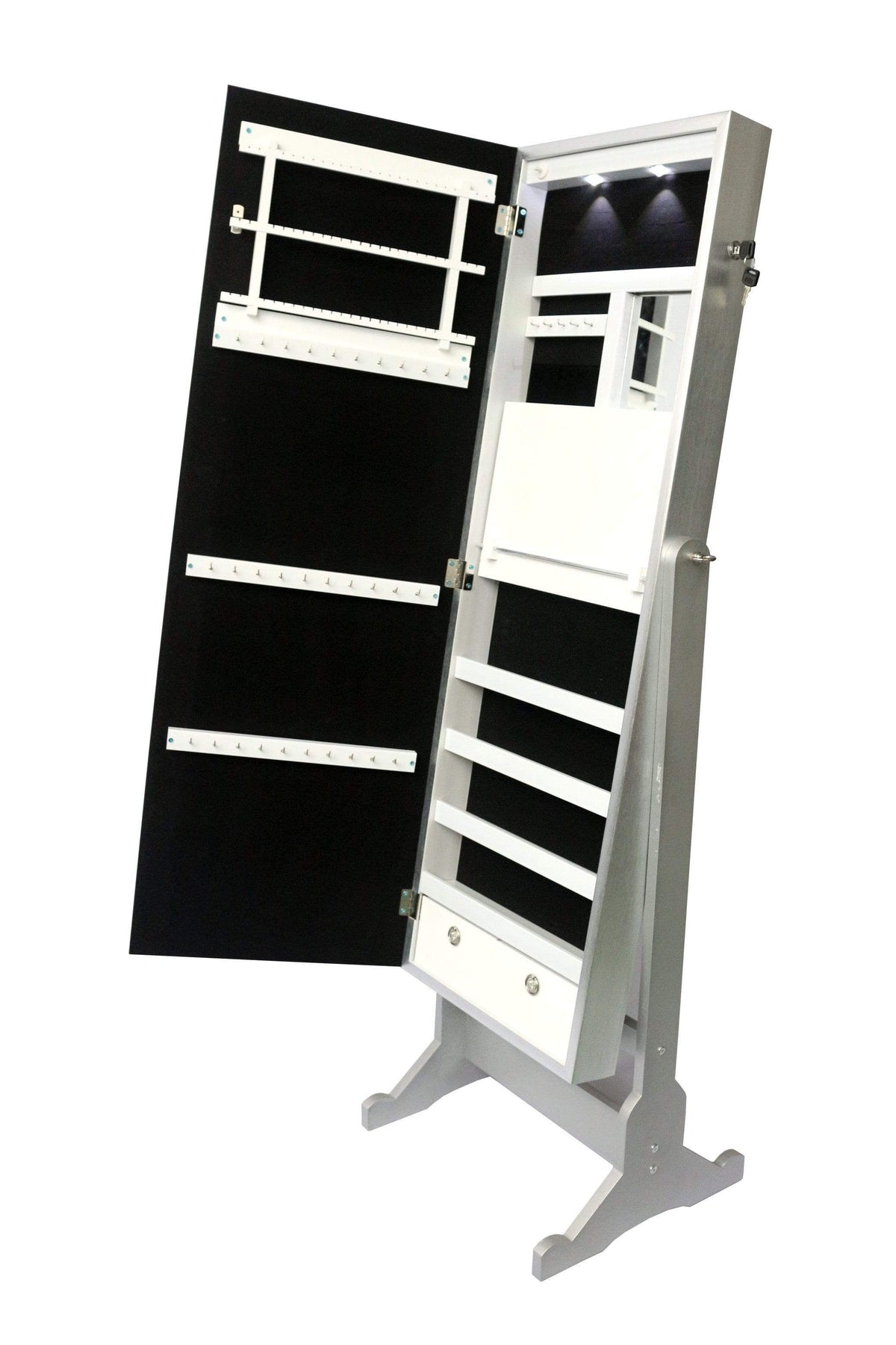 Iconic Home Glitzy Storage Armoire Cheval Mirror