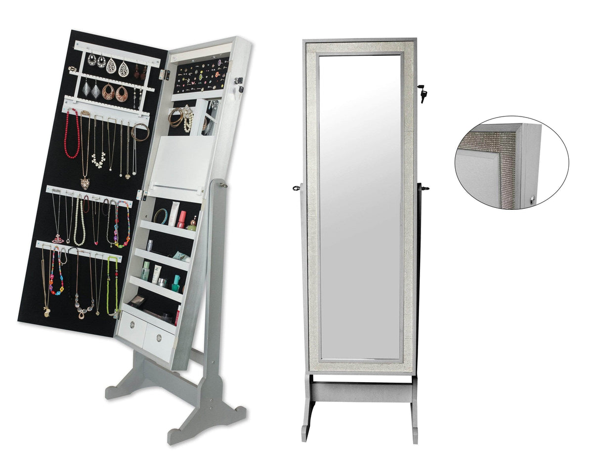 Iconic Home Glitzy Storage Armoire Cheval Mirror