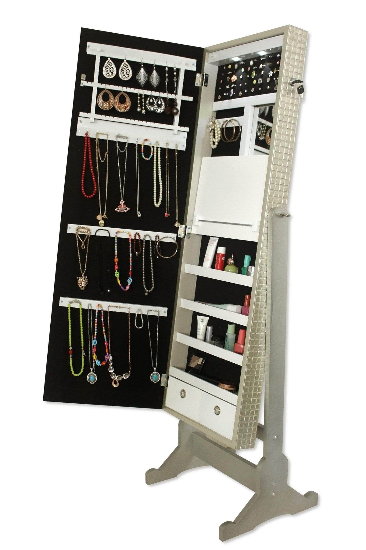 Iconic Home Glitzy Storage Armoire Cheval Mirror