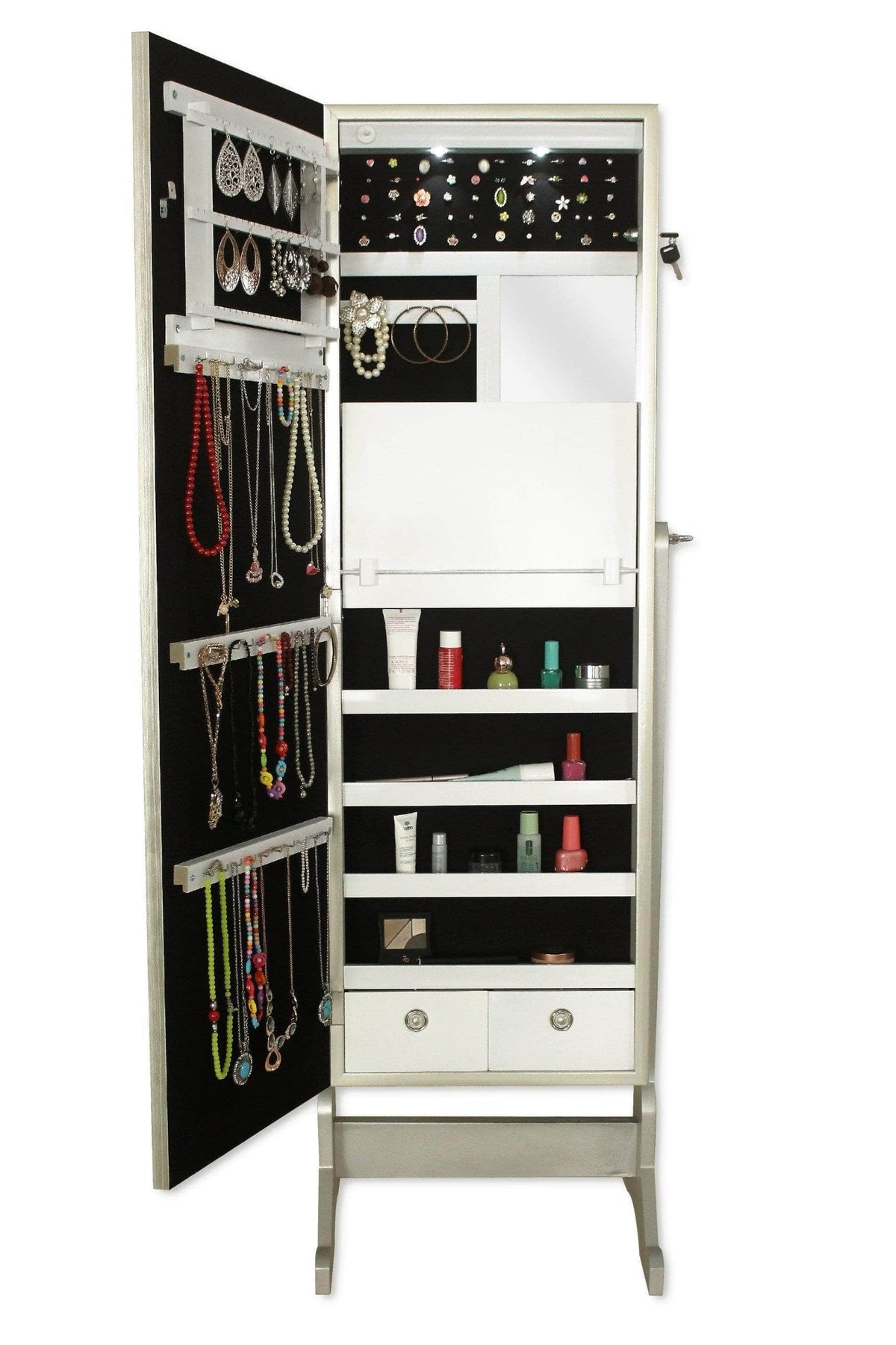 Iconic Home Glitzy Storage Armoire Cheval Mirror
