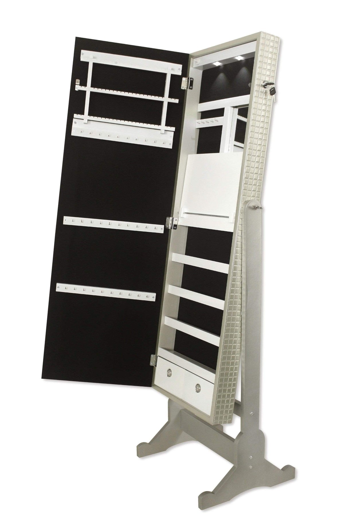 Iconic Home Glitzy Storage Armoire Cheval Mirror