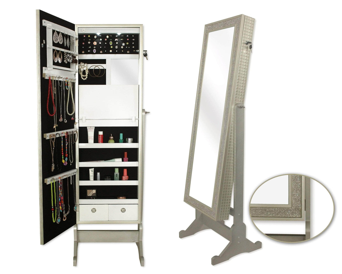 Iconic Home Glitzy Storage Armoire Cheval Mirror