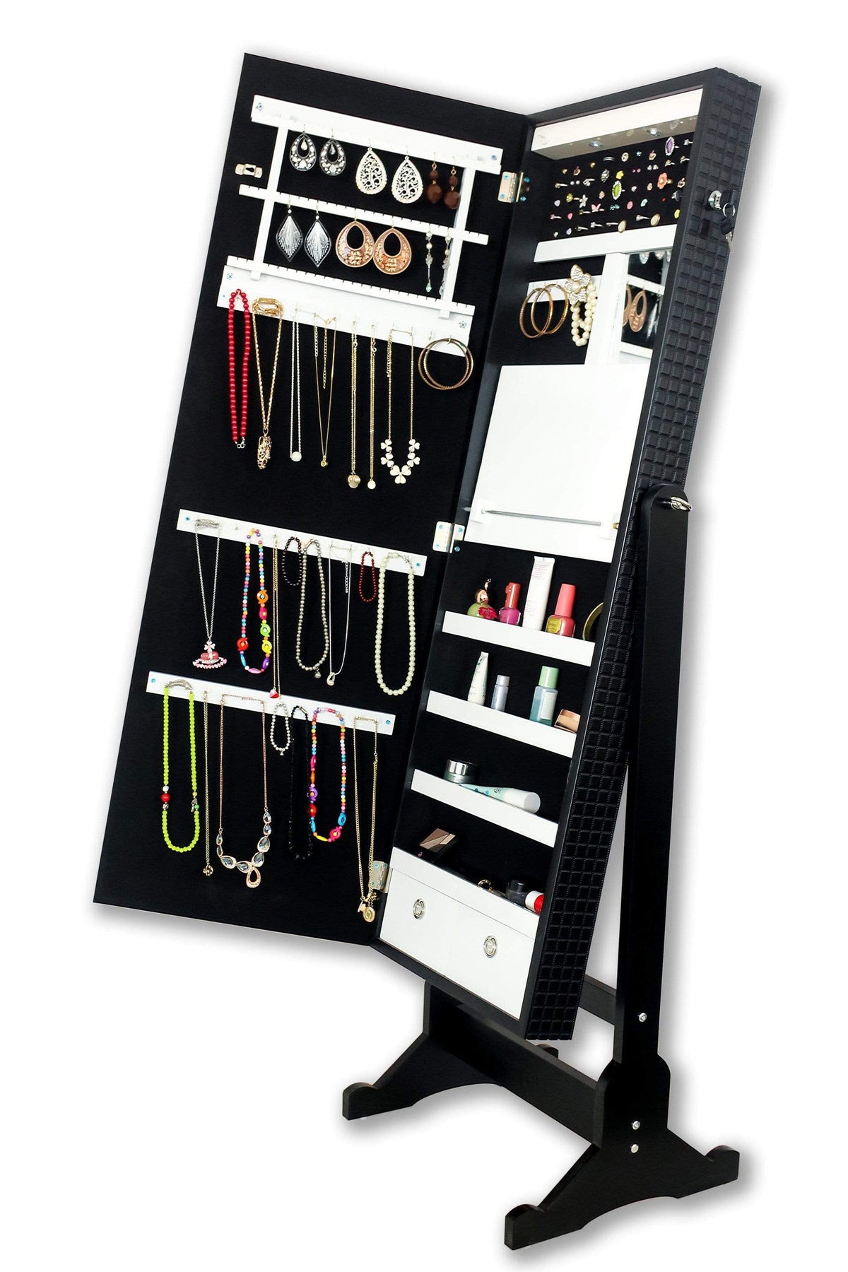 Iconic Home Glitzy Storage Armoire Cheval Mirror
