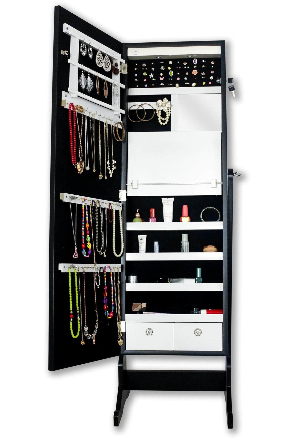 Iconic Home Glitzy Storage Armoire Cheval Mirror