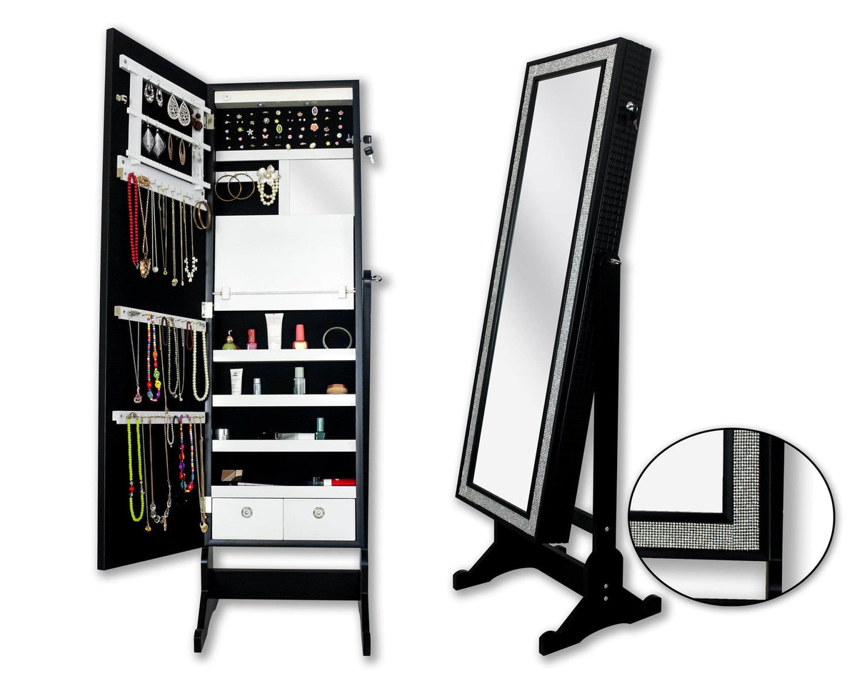 Iconic Home Glitzy Storage Armoire Cheval Mirror