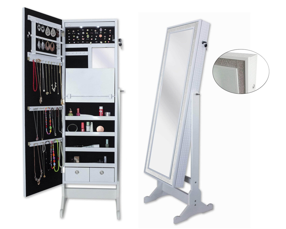 Iconic Home Glitzy Storage Armoire Cheval Mirror