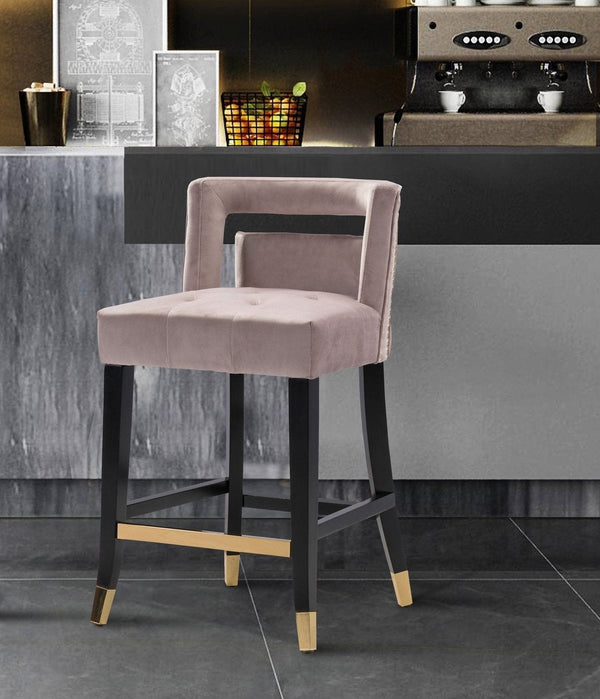 Iconic Home Irithel Velvet Counter Stool Chair Half Back Seat