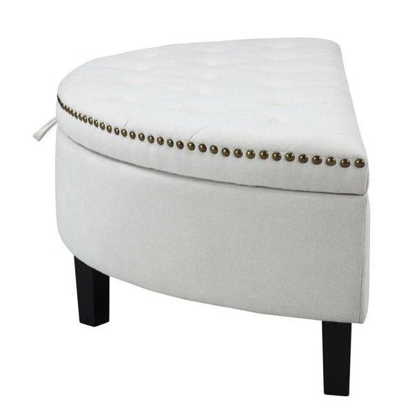 Iconic Home Jacqueline Tufted Linen Storage Ottoman Bench