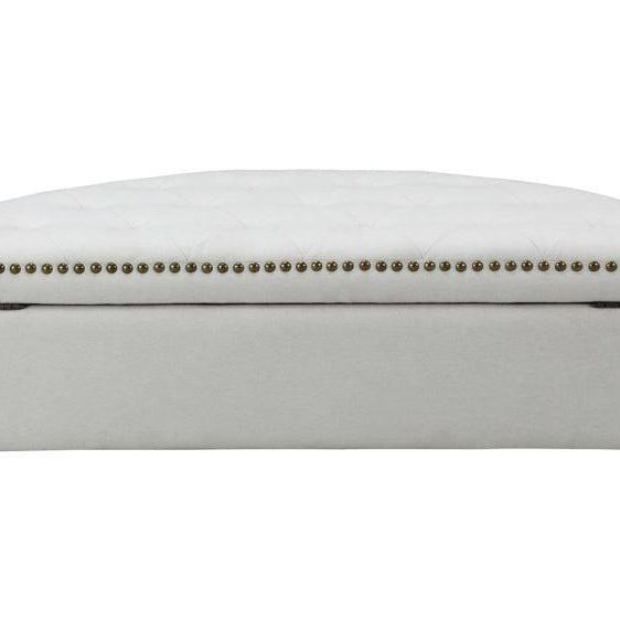 Iconic Home Jacqueline Tufted Linen Storage Ottoman Bench