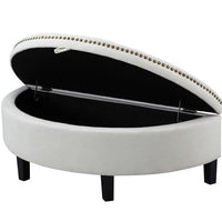 Iconic Home Jacqueline Tufted Linen Storage Ottoman Bench