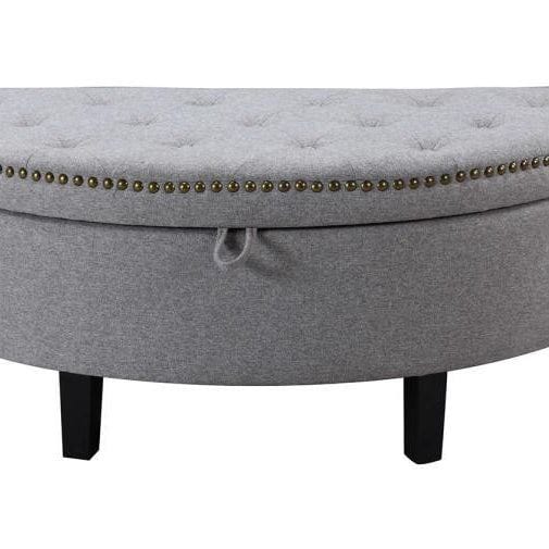 Iconic Home Jacqueline Tufted Linen Storage Ottoman Bench