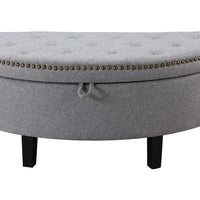 Iconic Home Jacqueline Tufted Linen Storage Ottoman Bench