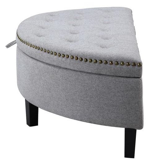 Iconic Home Jacqueline Tufted Linen Storage Ottoman Bench