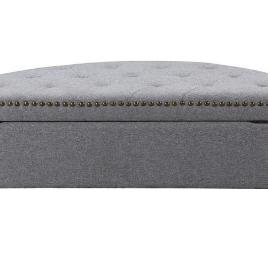 Iconic Home Jacqueline Tufted Linen Storage Ottoman Bench