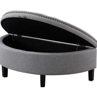 Iconic Home Jacqueline Tufted Linen Storage Ottoman Bench