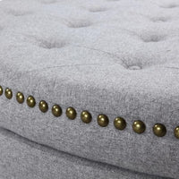 Iconic Home Jacqueline Tufted Linen Storage Ottoman Bench