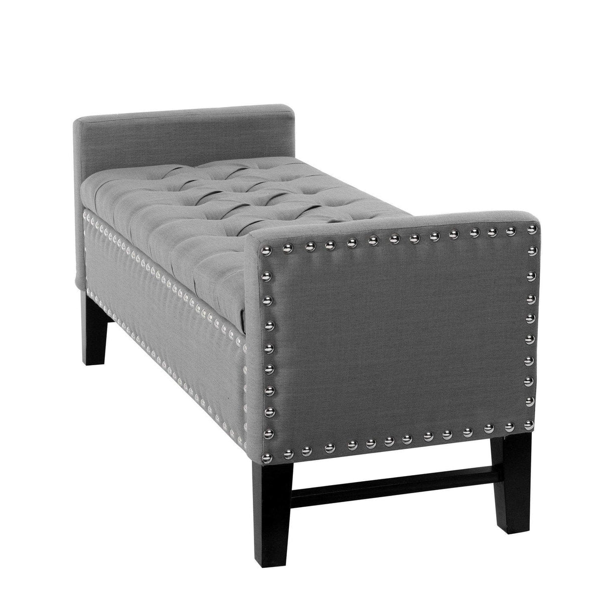 Iconic Home Lance Tufted Linen Storage Bench