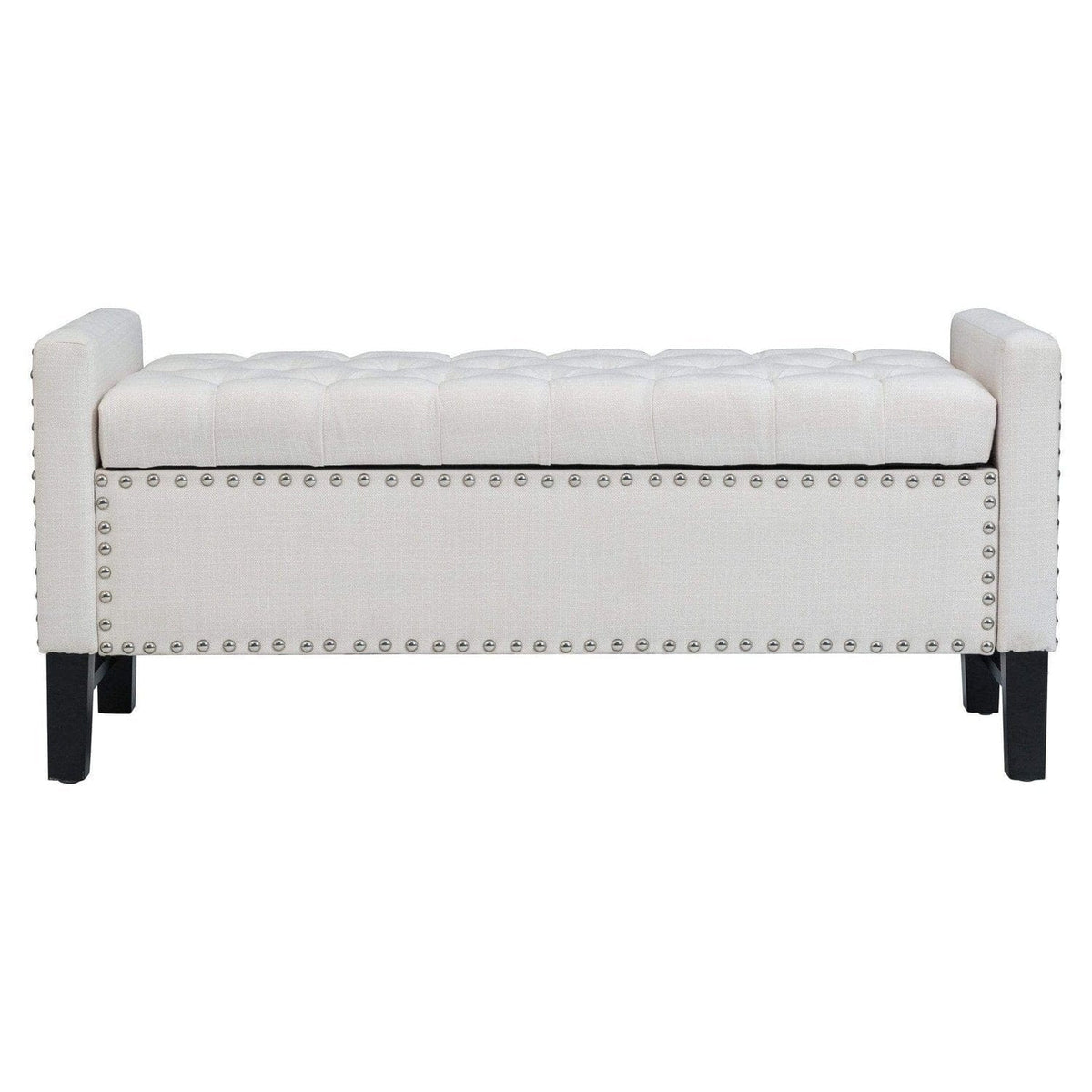 Iconic Home Lance Tufted Linen Storage Bench