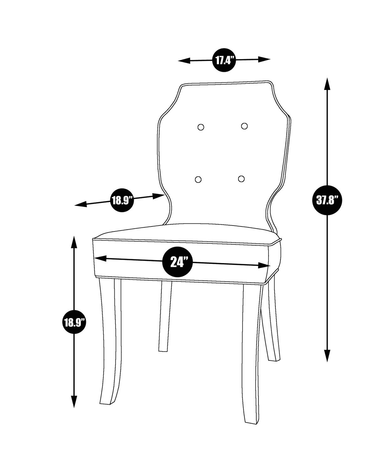Iconic Home Lennon Faux Leather Tufted Dining Chair Set of 2