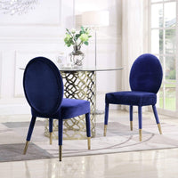 Iconic Home Leverett Velvet Dining Chair Set of 2 Navy