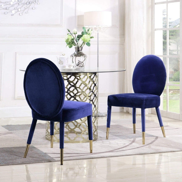 Iconic Home Leverett Velvet Dining Chair Set of 2 Navy