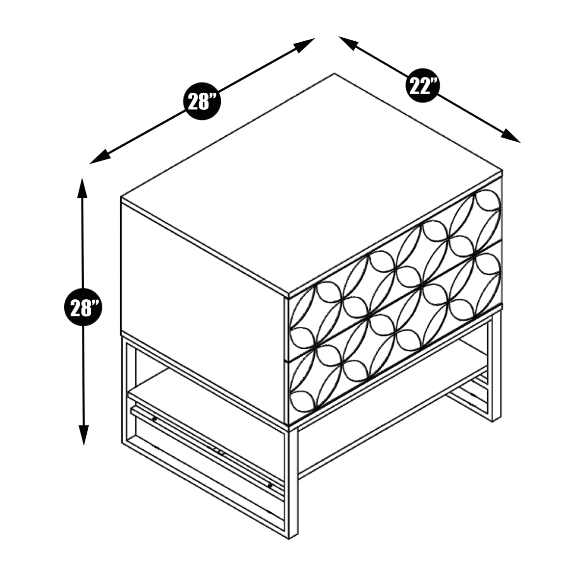 Iconic Home Mantau End Side Table | Nightstand