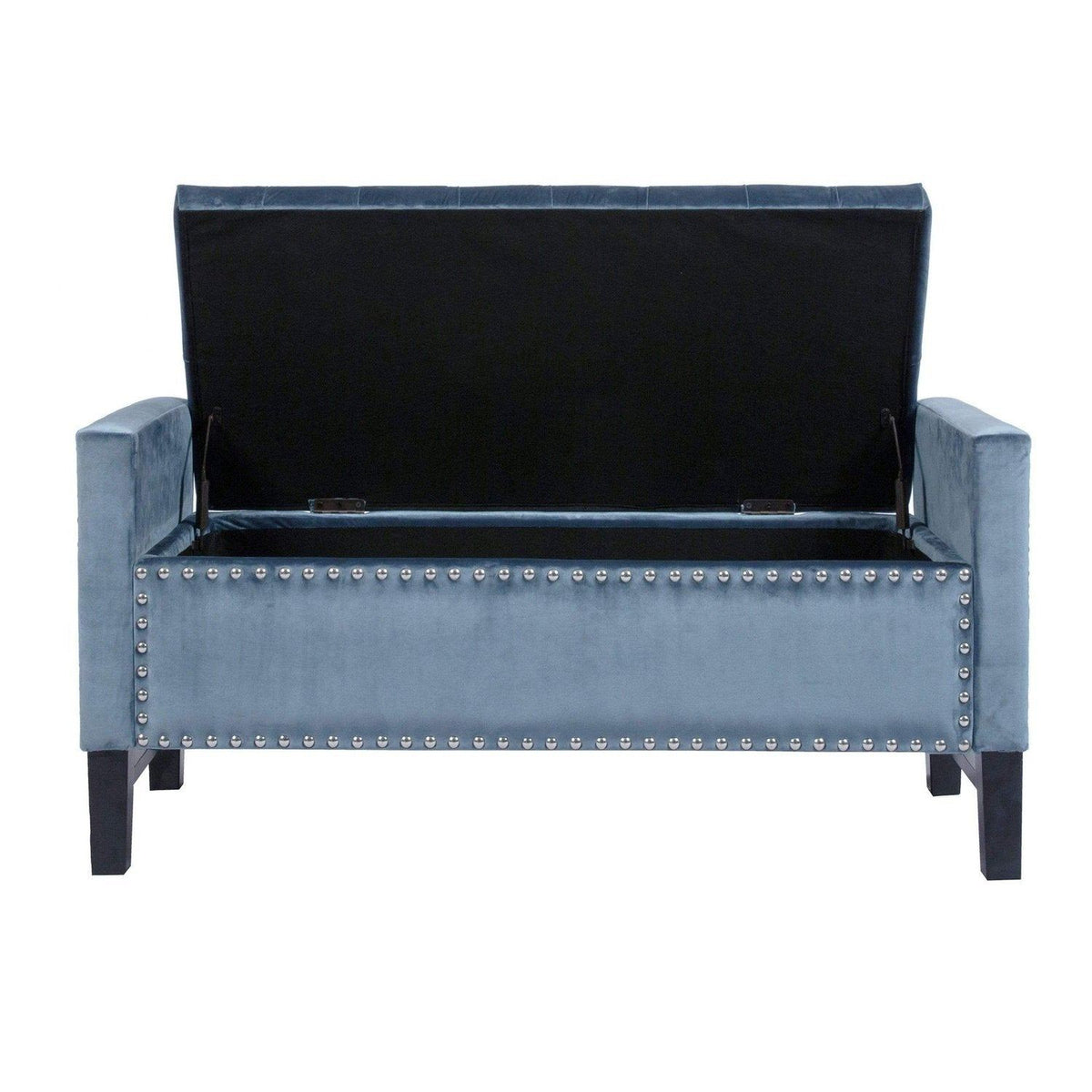 Chic Home Marcus Tufted Velvet Storage Bench Slate Blue