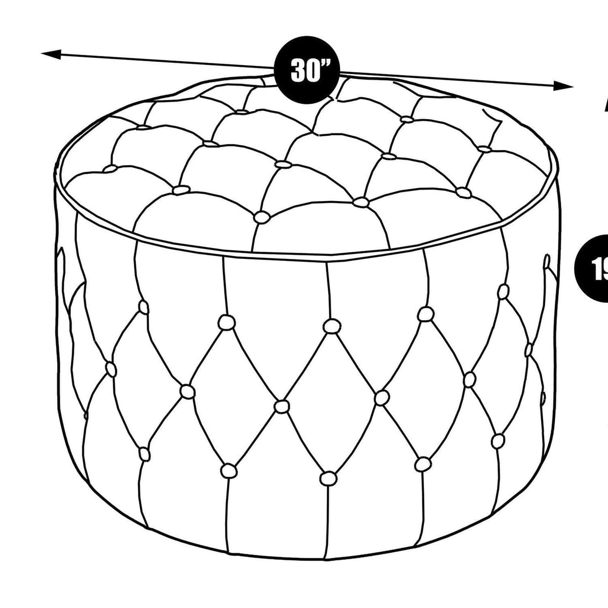 Iconic Home Marley Tufted Faux Leather Round Ottoman Pouf
