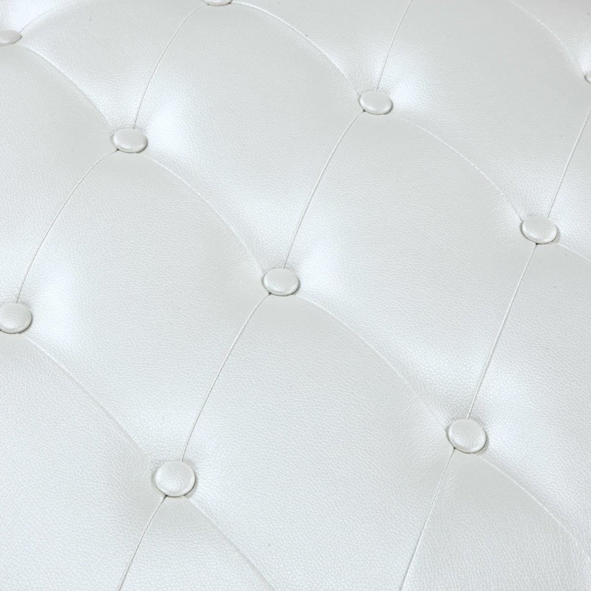 Iconic Home Marley Tufted Faux Leather Round Ottoman Pouf